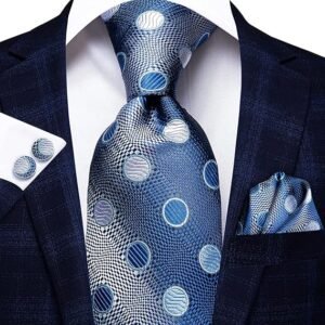 Men Ties Sets Silk Stripe Paisley Necktie Pocket Square Cufflinks for Business Wedding