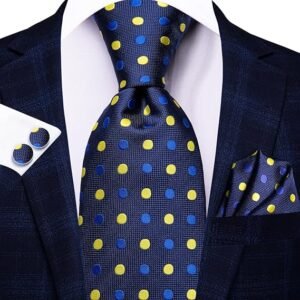Men Ties Sets Silk Stripe Paisley Necktie Pocket Square Cufflinks for Business Wedding