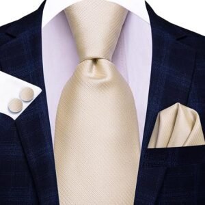Men Ties Sets Silk Stripe Paisley Necktie Pocket Square Cufflinks for Business Wedding