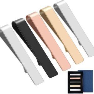 5Pcs Tie Clips, Tie Clip for Men, Elegant Tie Bar for Mens Stainlees Steel Tie Clips with Gift Box, Stylish Tie Bars Clasps for Men Unique for Business Wedding and More RNSXYAT