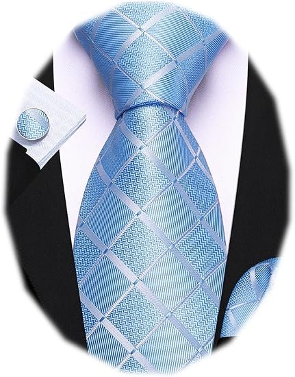 designer classic ties for men set formal pocket square cufflink check plaid(blood red black) (複製)