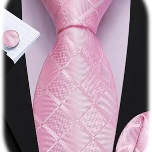 designer classic ties for men set formal pocket square cufflink check plaid（orange and black） (複製)