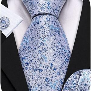 paisley tie fashion set hanky cufflinks neckties for men woven silk（a royal blue） (複製)