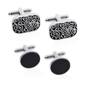 4pcs cufflinks for men classic tone cufflinks for wedding, birthday, banquet, business meeting (round and square)